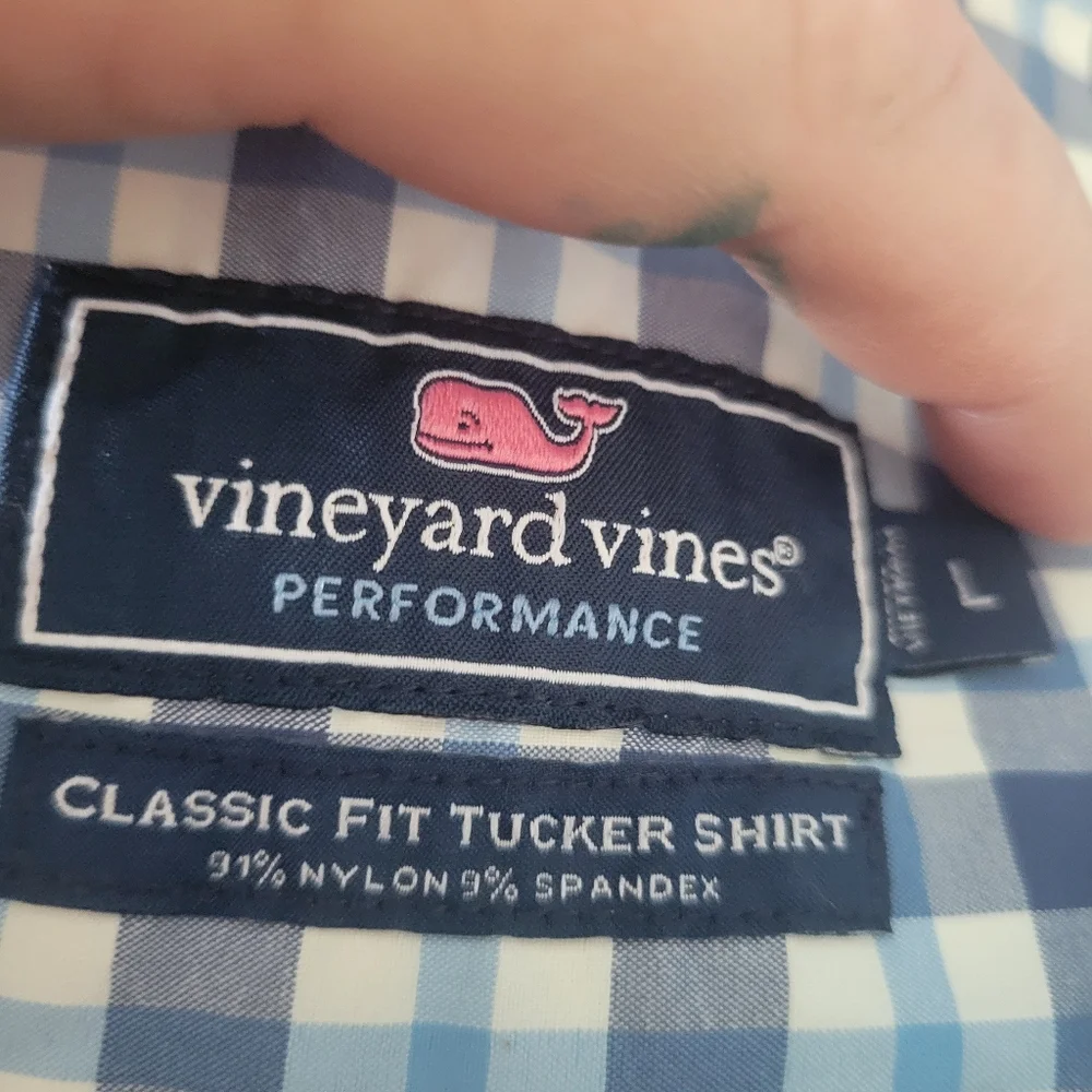 Vineyard Vines Blue Plaid Mens Button Down Shirt Size Large Tucker Shirt - Picture 6 of 6